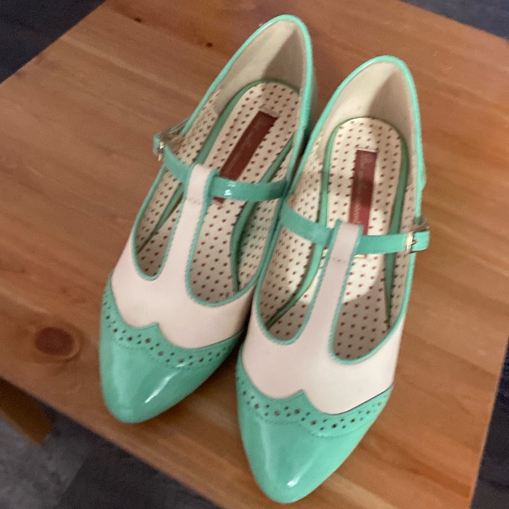 Turquoise bait footwear kitten heels